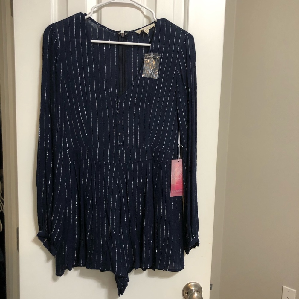 NWT long sleeve navy romper